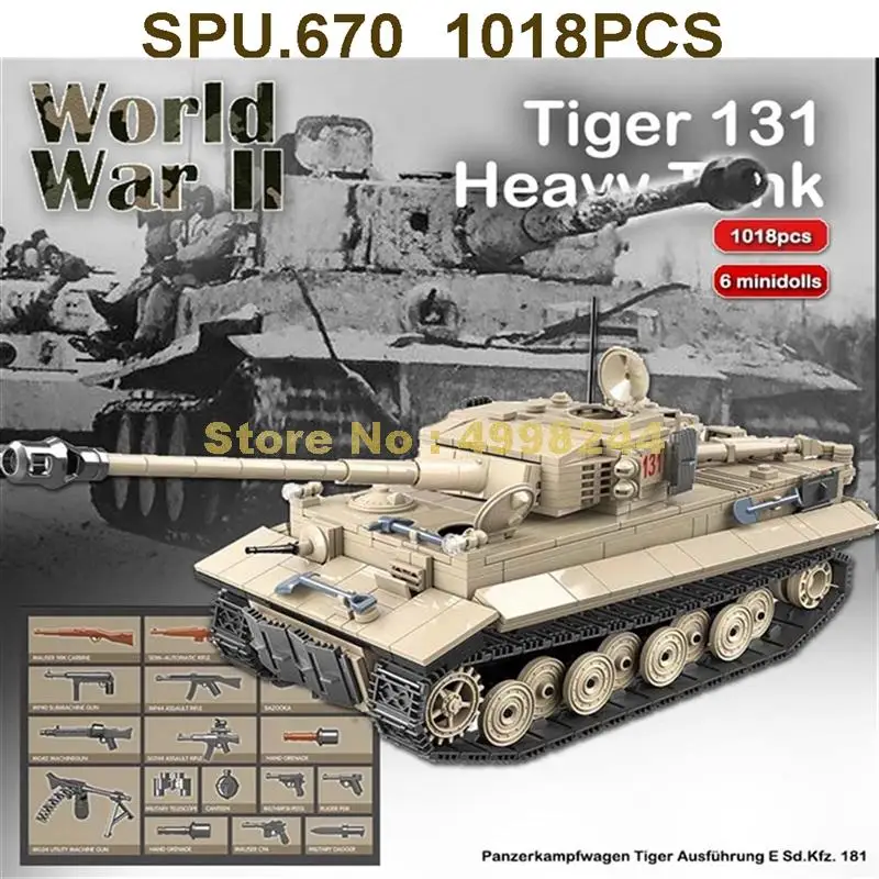 100061 1018db Katonai hadsereg Tank Ww2 Tank 6 Babák Második világháborús fegyver Fiú építőelemek játék