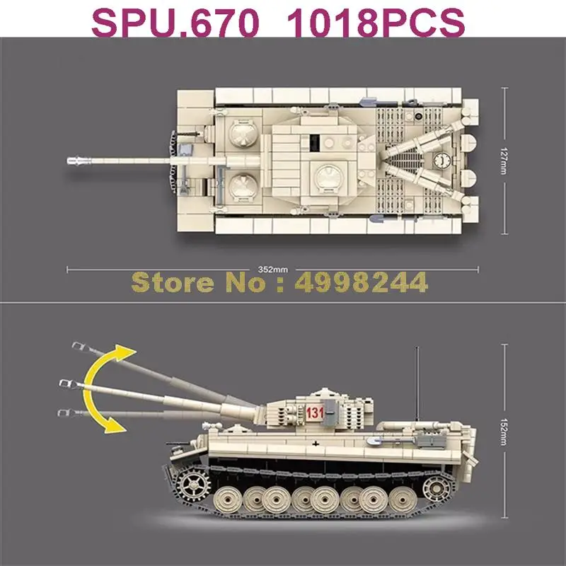 100061 1018db Katonai hadsereg Tank Ww2 Tank 6 Babák Második világháborús fegyver Fiú építőelemek játék