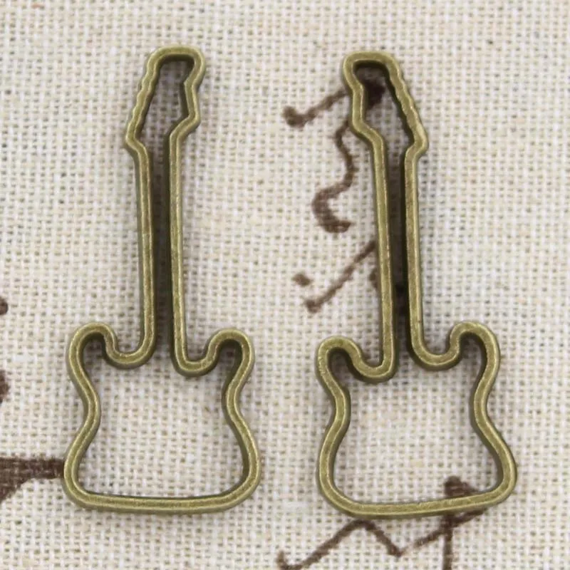 12db Charms Üreges gitár 40x17mm Antik bronz ezüst színű medálok DIY kézművesség Készítés Leletek Kézzel készített tibeti ékszerek