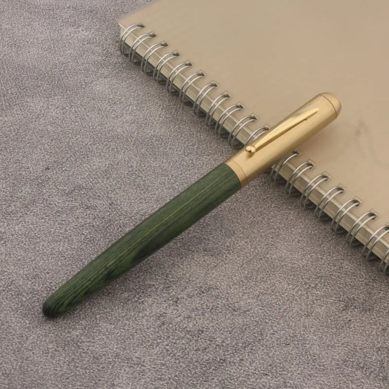 1db Töltőtoll Páva zöld Fa Csavaros levehető kupak Írószer Irodaszerek Iskolai kellékek Írószer Tinta tollak