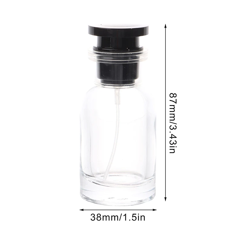1Pc 30ml átlátszó parfümös üveg vastag üveg spray palack négyzet alakú üres kozmetikai tartály utazáshoz