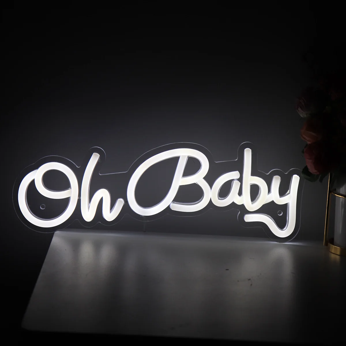 1PC Mini Oh Baby LED fal Neon jel fény a szobához Home Party Shop Pub Club dekorációs ajándékok 11.81''*4.72''