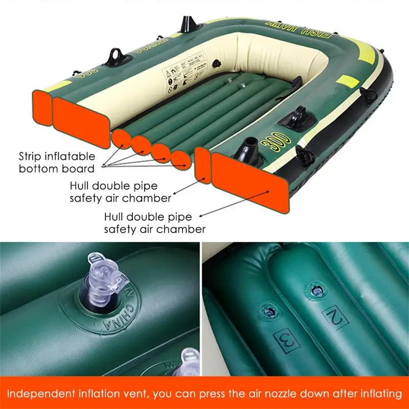 2 fő PVC kenu Kajak gumi gumicsónak Vastagítható összecsukható Iatable halászhajó 200x120x35cm Légi csónakok szabadtéri raftinghoz
