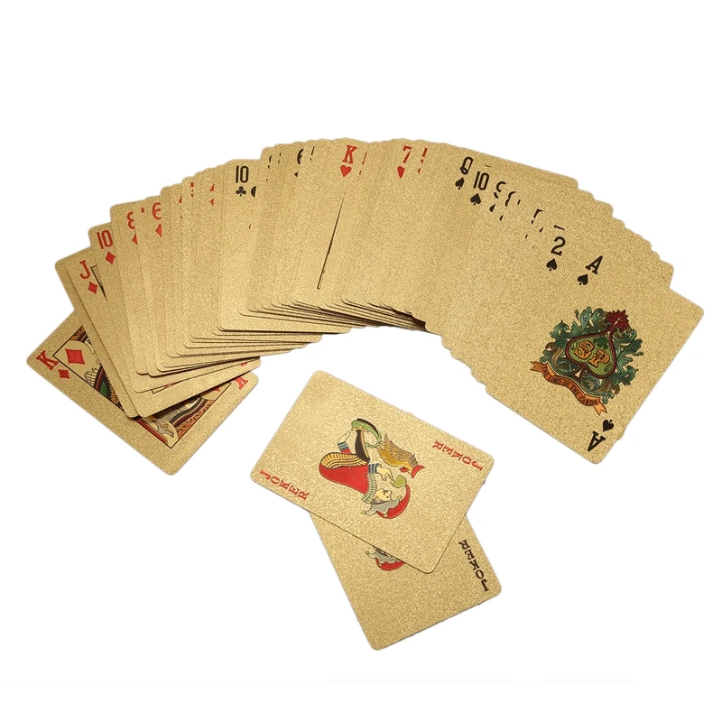 24K arany játékkártyák Műanyag pókerjáték pakli fólia Pokers csomag Magic kártyák Vízálló kártya