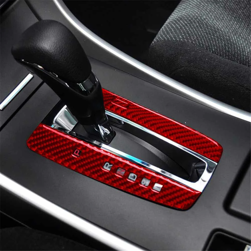 2db autó sebességváltó fedél burkolat piros szénszálas matricák belső dekoratív kiegészítők a Honda For Accord 2013-2017