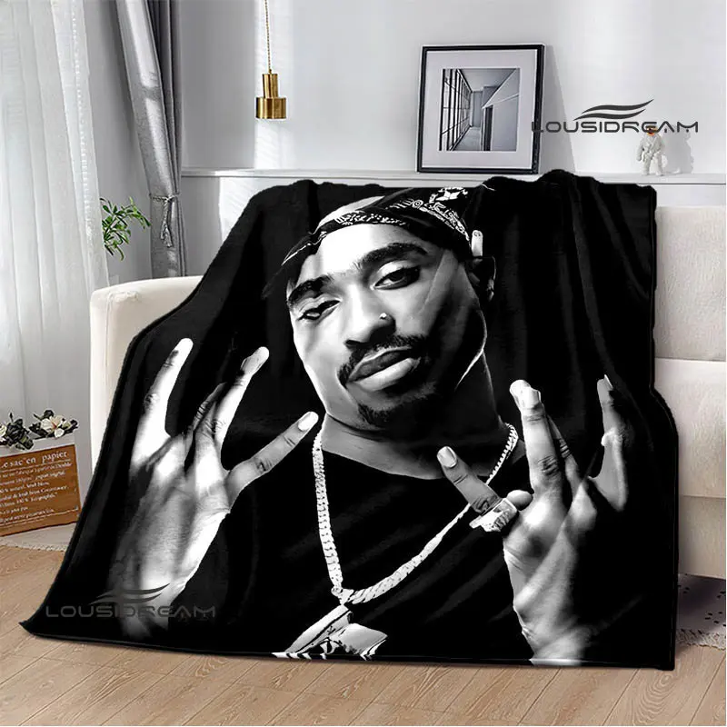 2PAC hip-hop énekes divat nyomtatott takaró meleg ágy takaró puha és kényelmes takaró otthoni utazási takaró születésnapi ajándék