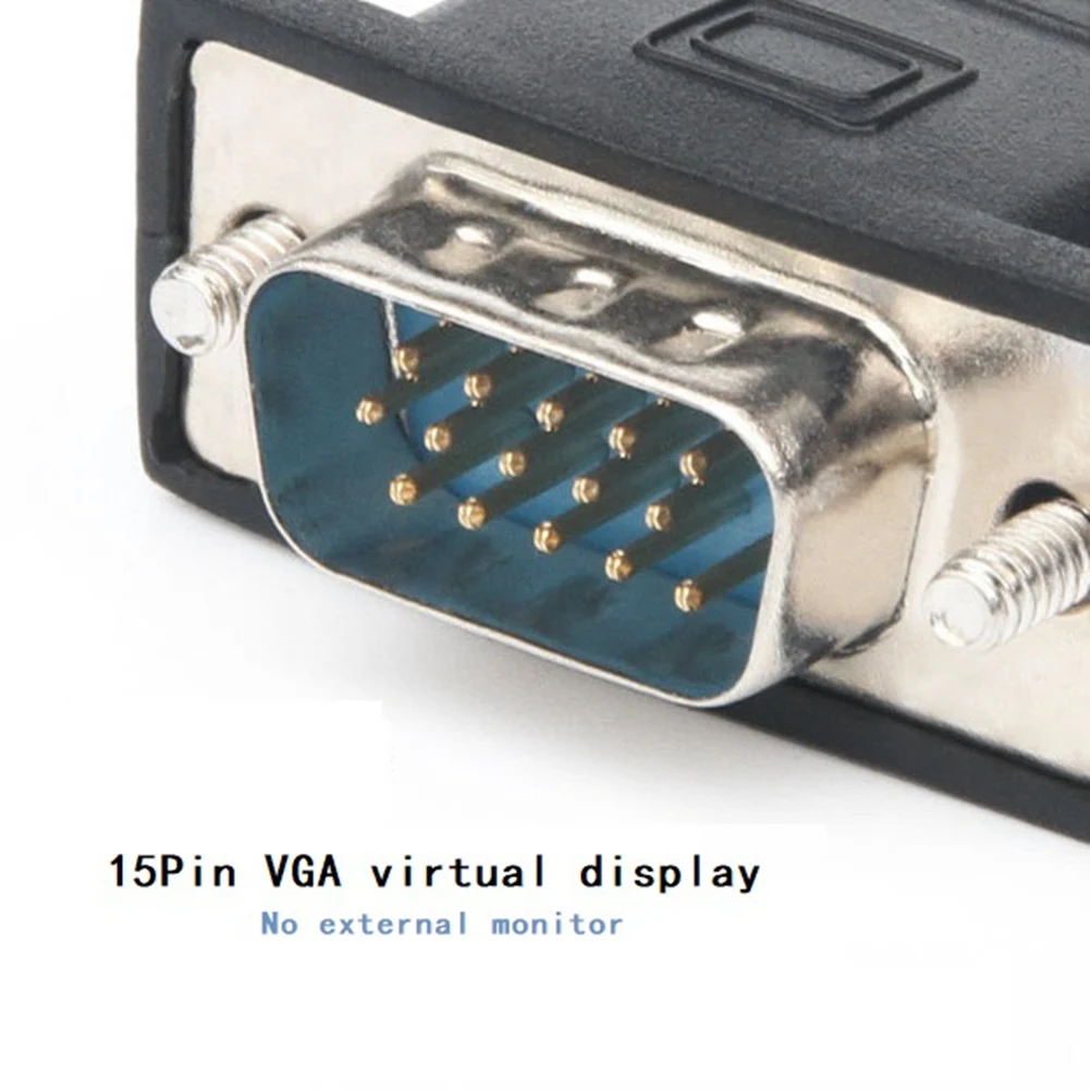 2PCS VGA virtuális kijelző adapter Férfi próbabábu dugó EDID fej nélküli szellem emulátor zárlemez VGA videokártya hamisító