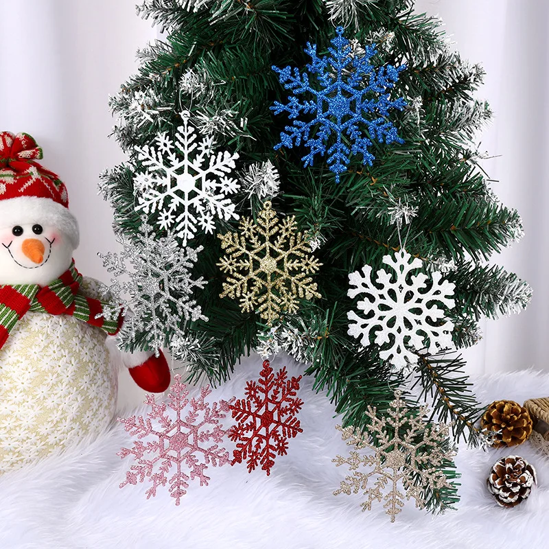 3DBS 10cm csillogó karácsonyi hópehely dekoráció fehér hópehely medál otthoni karácsonyfa lógó dísz téli parti kellék