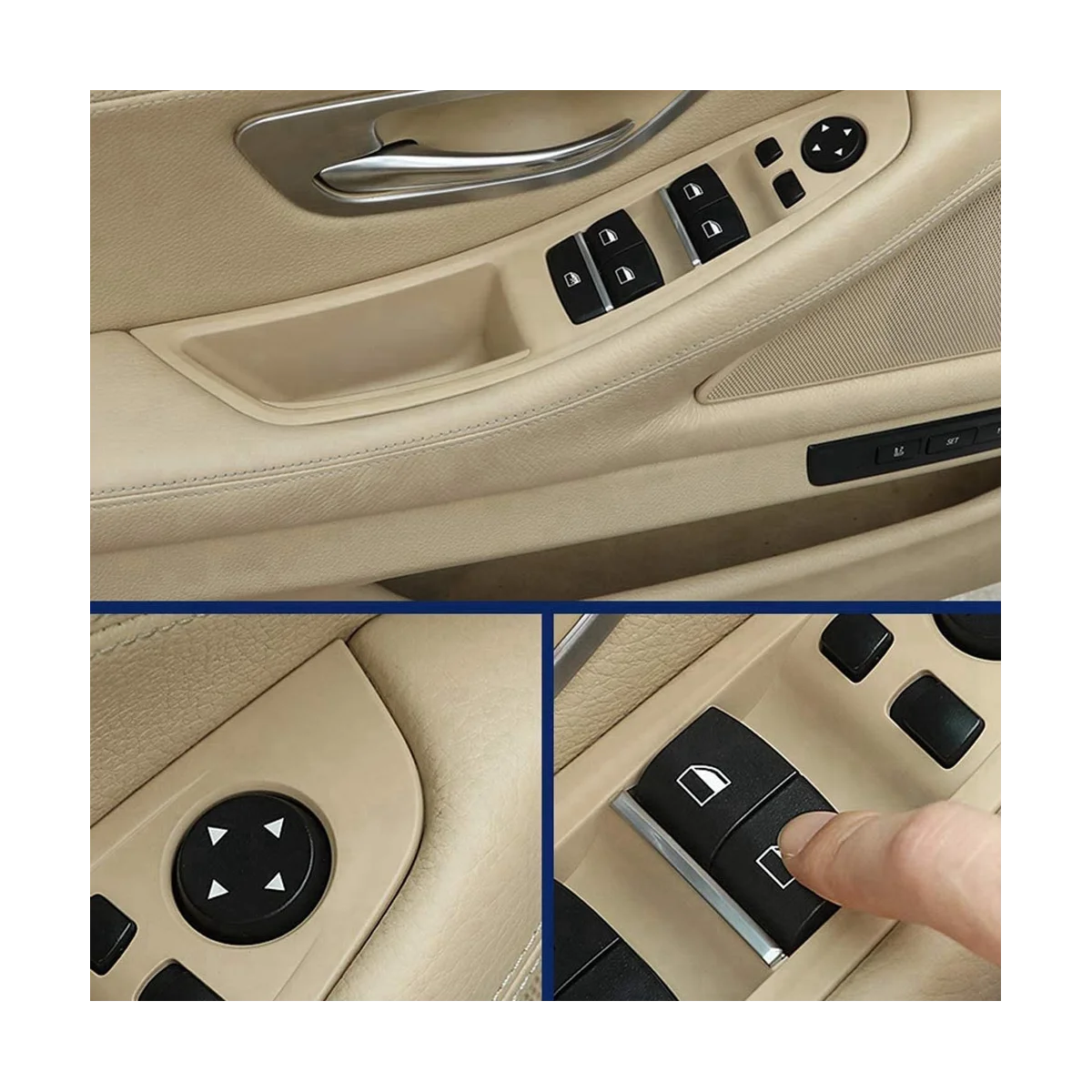 5-ös sorozathoz F10 F11 2010-2016 Bal első autó belső belső belső kilincspanel burkolat 51417225873 LHD fekete