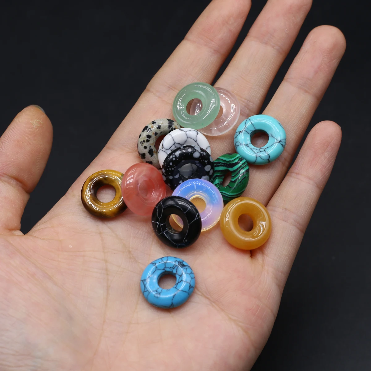 5PC Természetes kristálykő Abacus gyöngyök opálkvarc nagy lyukú laza gyöngyök ékszerkészítéshez DIY nyaklánc karkötők 15x15mm