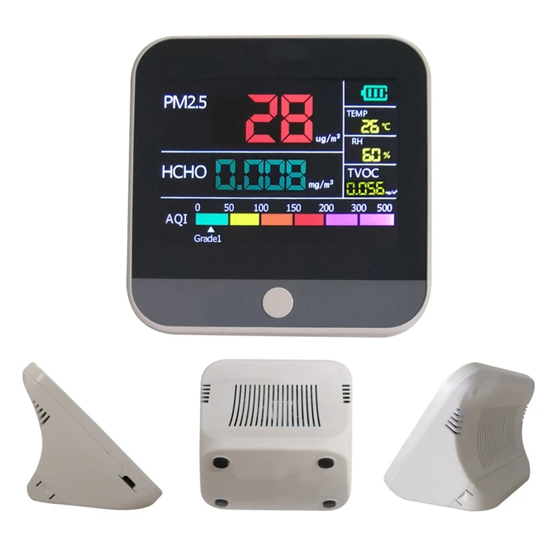 8 az 1-ben beltéri levegőminőség-monitor porérzékelő Levegőminőség-tesztelő PM2.5 / PM1 / PM10 monitor hőmérséklet formaldehid TVOC