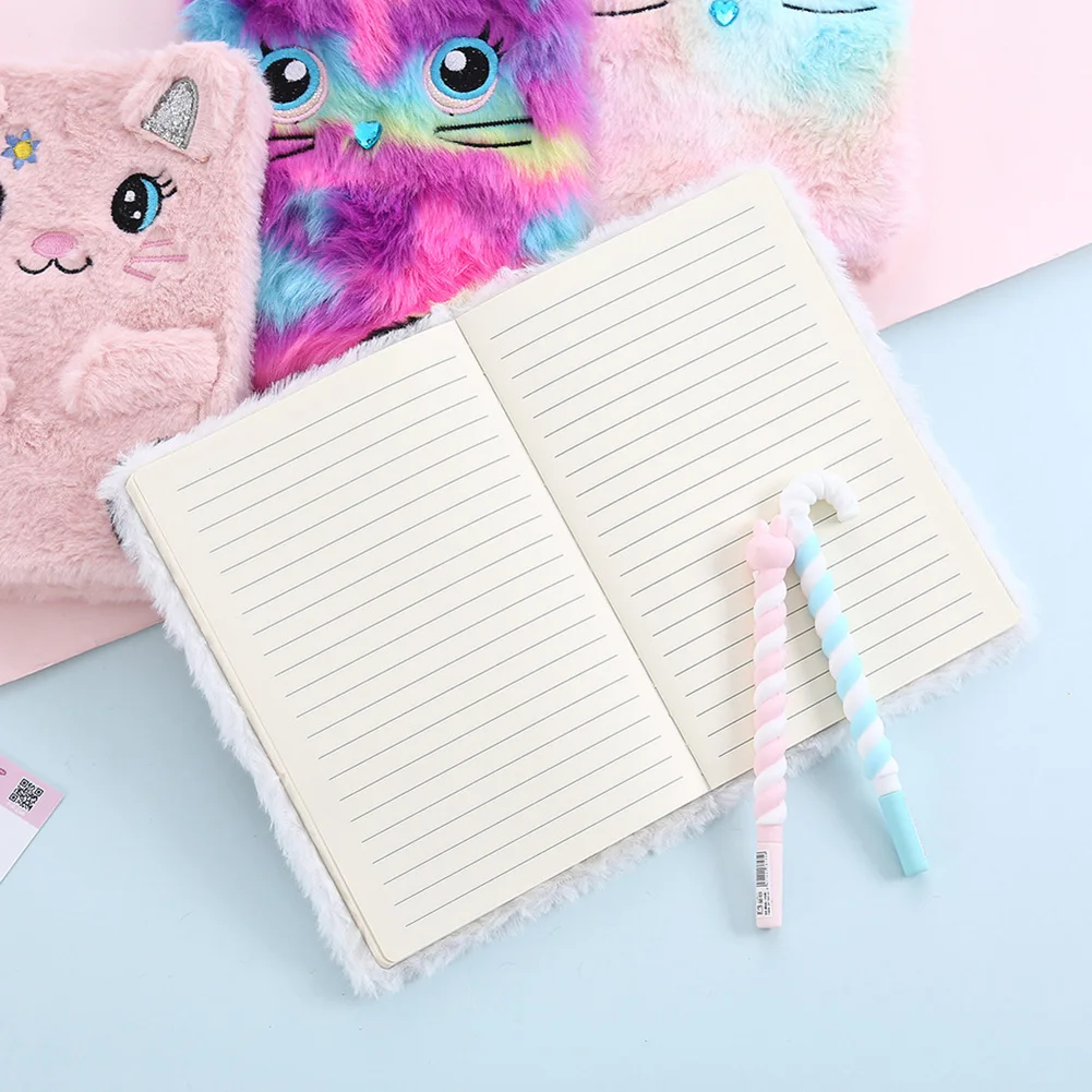 Aranyos tervező jegyzetfüzet rajzfilm macska panda bolyhos borító napirend jegyzet könyv DIY folyóirat napló 2021 tervező jegyzetfüzet lányoknak ajándékok