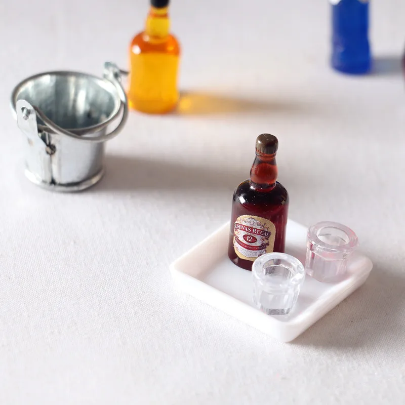 Babaház Mini dob jégkocka borosüveg mikrotáj Bár dekoráció miniatűr tárgyak 1/6 BJD babák ház kiegészítők OB11 játékok