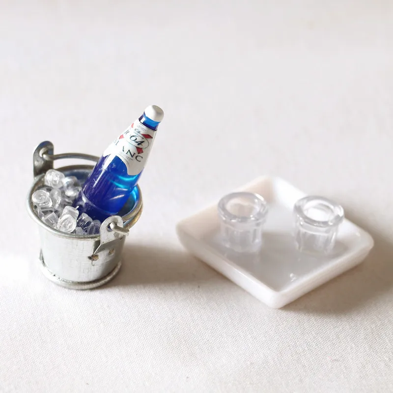 Babaház Mini dob jégkocka borosüveg mikrotáj Bár dekoráció miniatűr tárgyak 1/6 BJD babák ház kiegészítők OB11 játékok