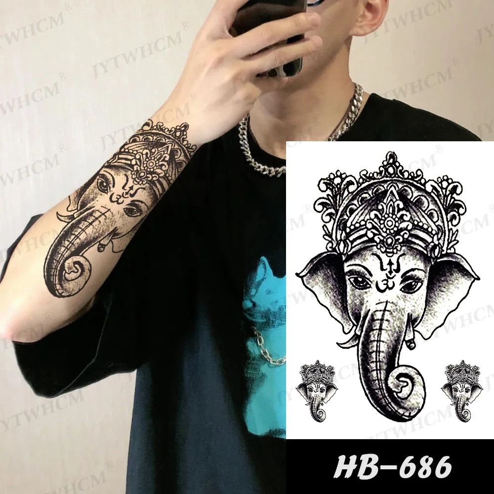 Buddha fej tetováló matrica fekete vázlat reális vízálló ideiglenes tetoválás a testen Flash majom felhő a sárkány matricákban