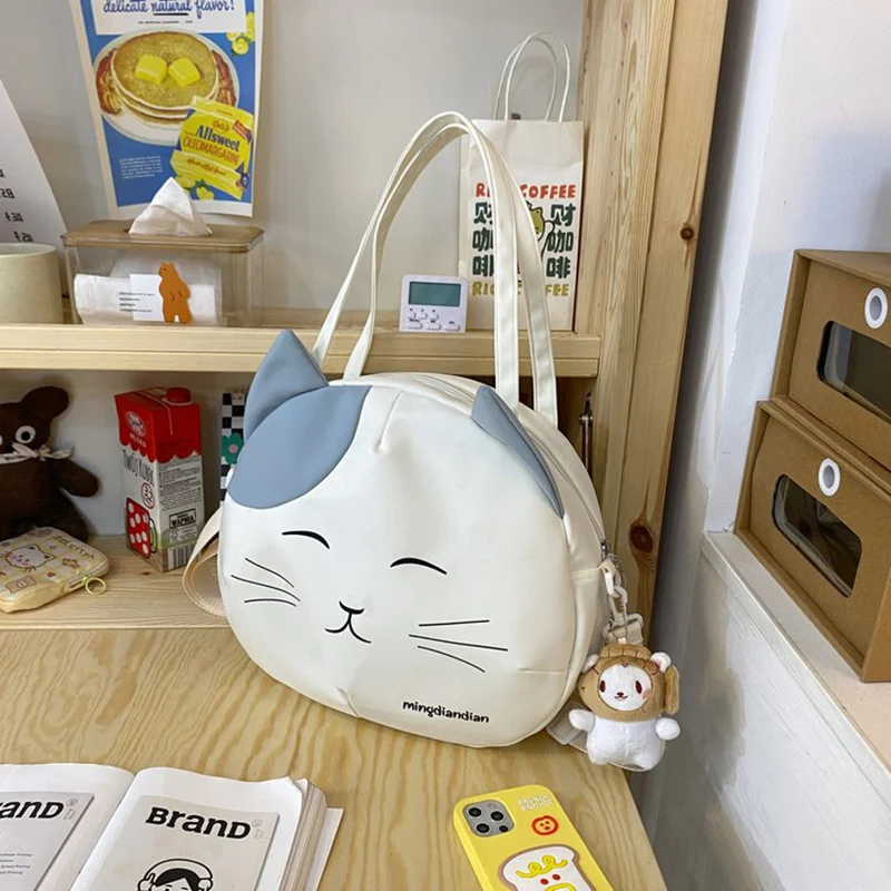 Canvas nyomatok Macska táska Messenger Válltáska Aranyos macska Diáklány Iskolatáska Bevásárlótáskák Hordozható Tote Crossbody táska