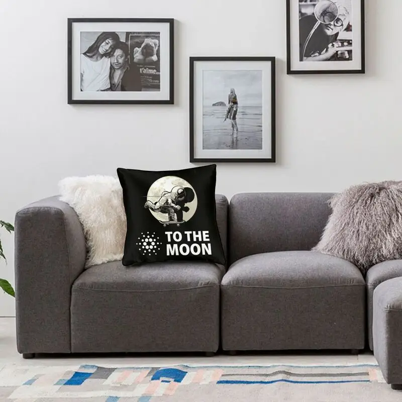 Cardano a Holdra Dobás párnahuzatok Nappali kanapé dekoráció 3D nyomtatás Űrhajós ADA kripto párnahuzat kétoldalas