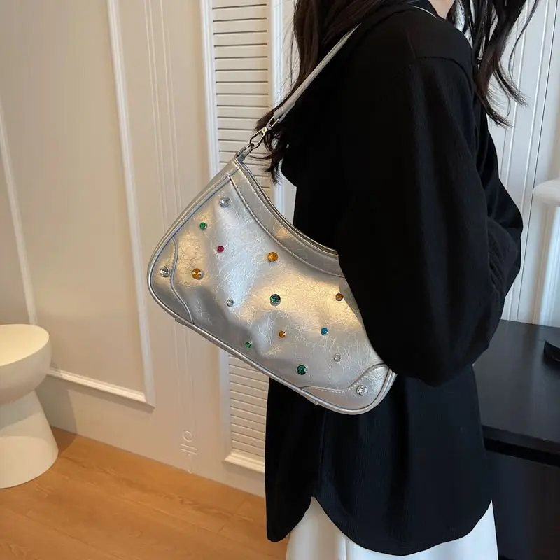 Divat Japán Y2k hónalj táska női táska Harajuku stílusú aranyos táska gyémánt nagy kapacitású lézeres táska kézitáskák pénztárca