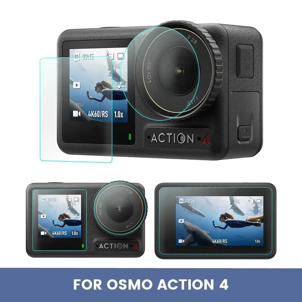  edzett üveg DJI Action 4 lencsevédelemhez Karcálló film DJI Osmo Action 4 kamera képernyővédő fólia tartozékokhoz