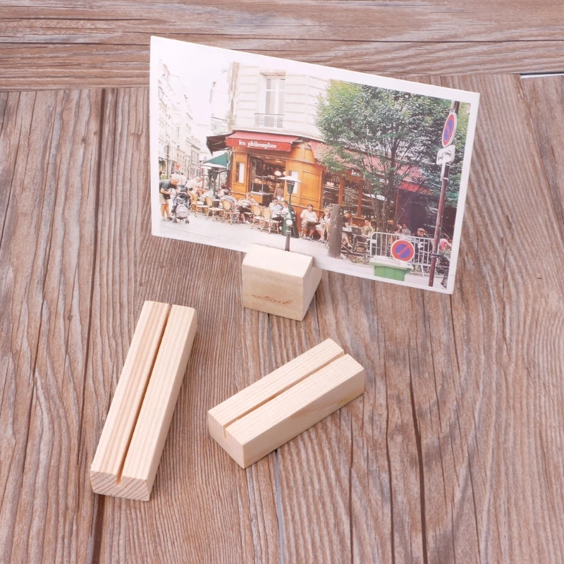 Egyszerű fa hely kártyatartók Asztal száma Állványok Tartó Asztal menük Klipek esküvőre Vacsora Otthoni parti Események dekoráció
