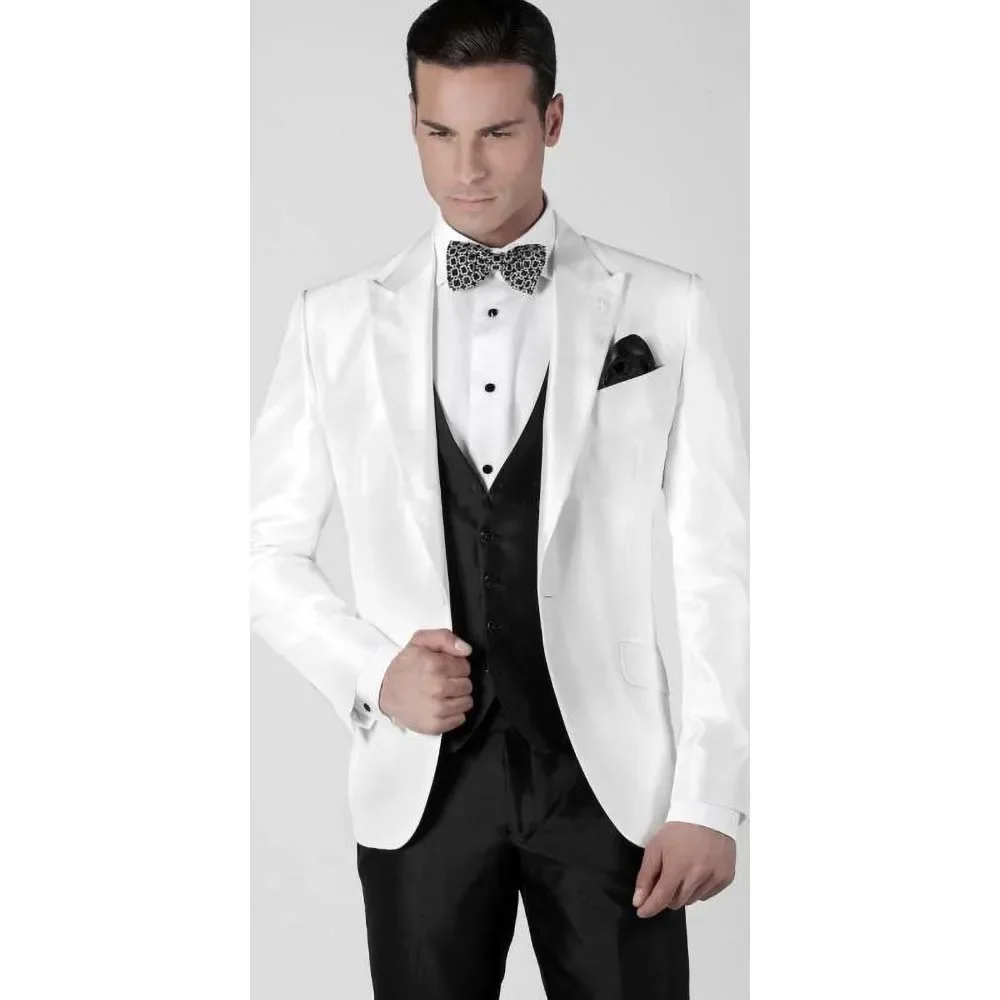 Elegáns menyasszonyi öltönyök férfiaknak Luxus csúcshajtóka egymellű 3 részes alkalmi formális esküvői vőlegény szmokingjelmez homme 2023