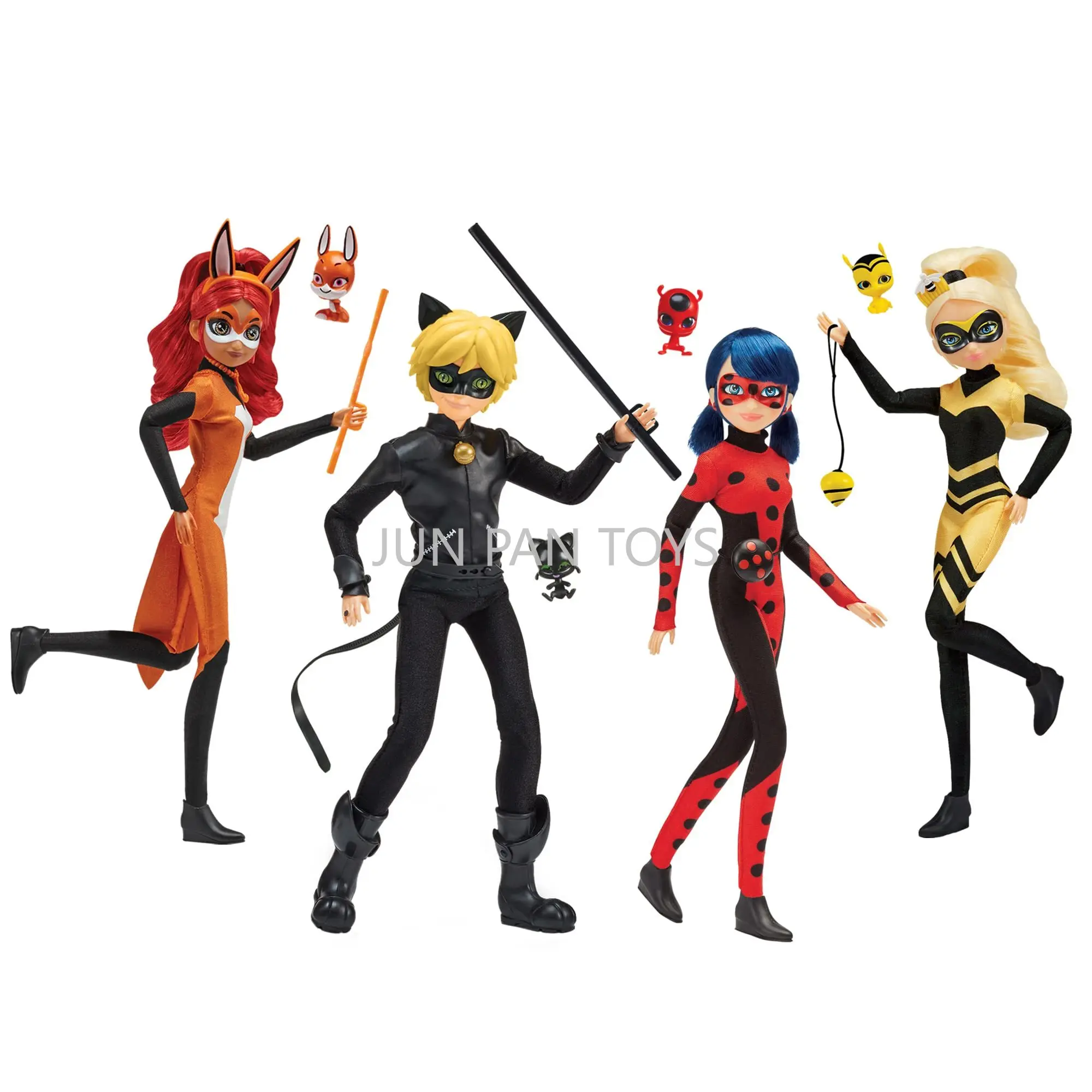 Eredeti csodálatos katicabogár hős 4 darabos babák ajándék szett Rena Rouge Queen Bee Cat Noir játékkészletek Anime akciófigura Bjd lány játék