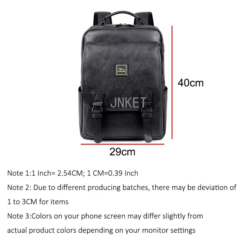 Fashion Men PU bőr hátizsákok USB töltőcsomag alkalmi laptop táska Nagy kapacitású utazási hátizsákok