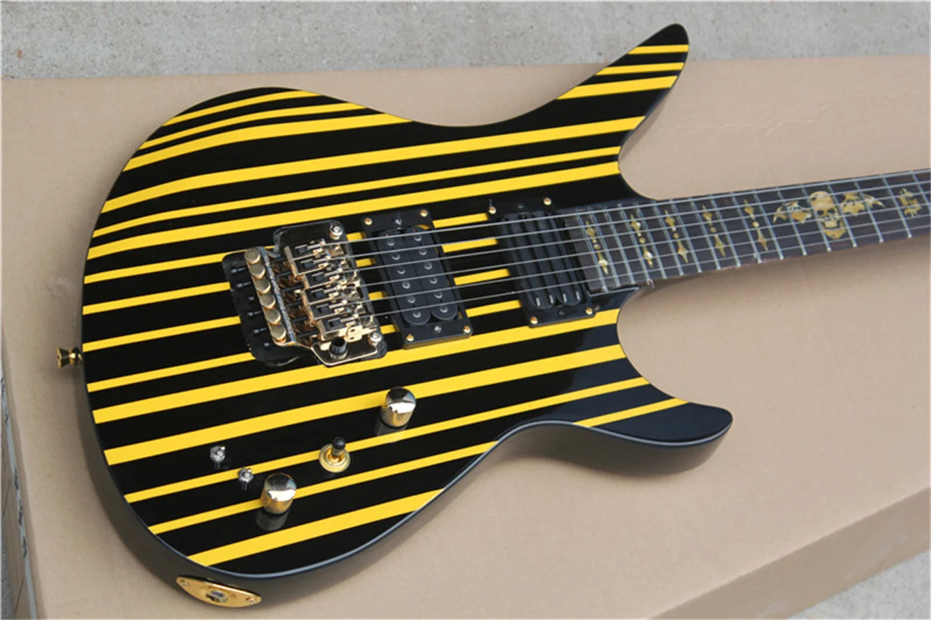 Fekete-sárga Csíkok lElektromos gitár hardver Krómozás Floyd Rose Bridge valódi