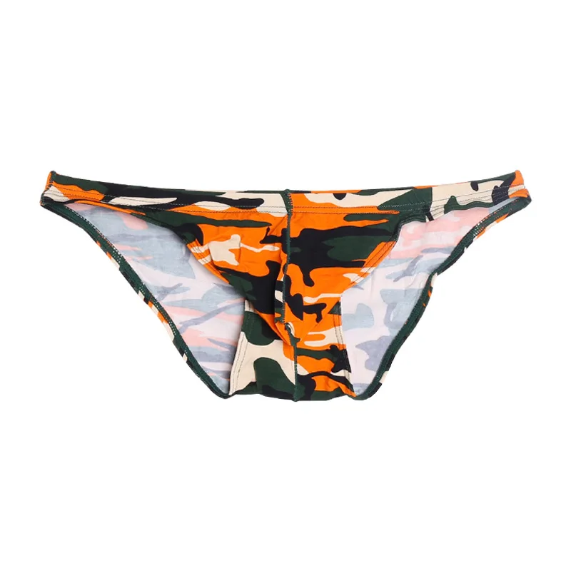 Férfi szexi rövidnadrág Álcázó nyomtatás Bikini bugyi Alacsony derék Férfi modális alsónadrág Fürdőruha Sunbath Beach