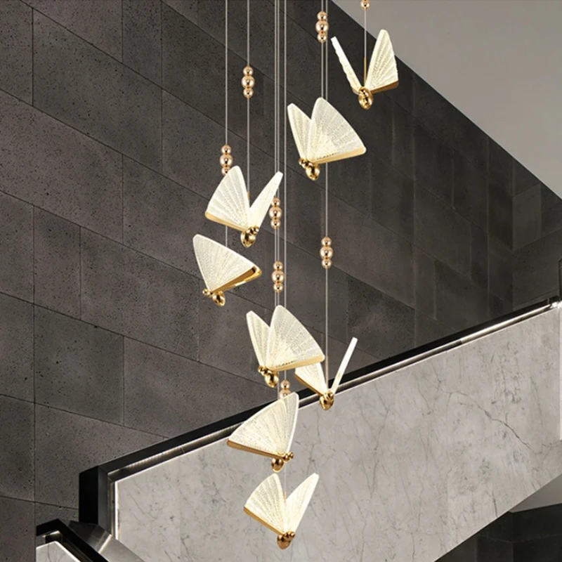 Függőlámpák Pillangó modell csillárok Lámpa Beltéri világítás Otthoni dekoráció Éjjeli bár Csillár Duplex lépcsőház Tartós