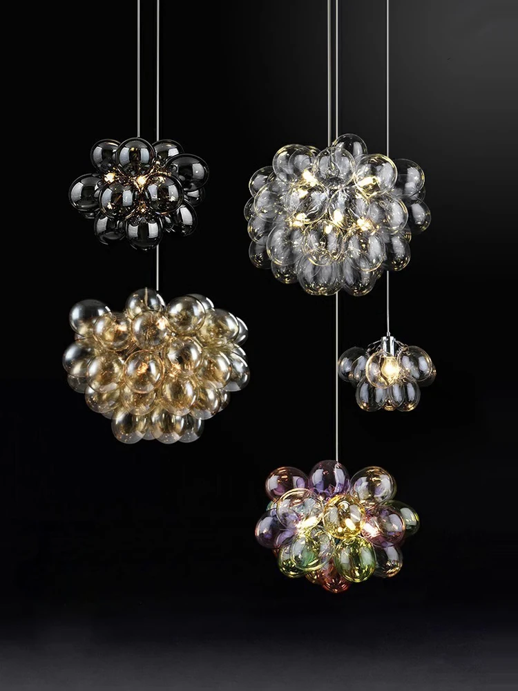 G9 LED posztmodern művészi üveg szőlő átlátszó mennyezeti csillár függő fényfüggesztő lámpatest lámpa ebédlőbe