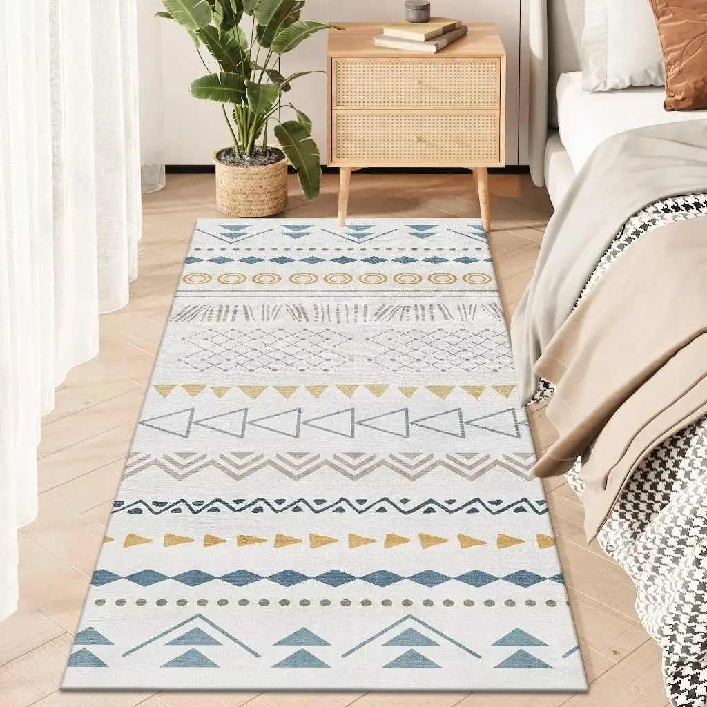 Geometrikus hálószoba szőnyeg Nordic Style Nappali szőnyegek Modern luxus otthoni kanapé Éjjeli szőnyegek Téglalap puha bolyhos padlószőnyegek