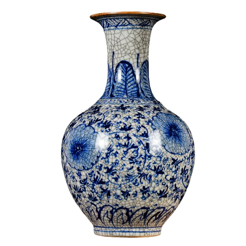 Jingdezhen kerámia váza Antik stílus Hivatalos kemence Kínai háztartás Nagy kék és fehér porcelán váza Nappali TV szekrény