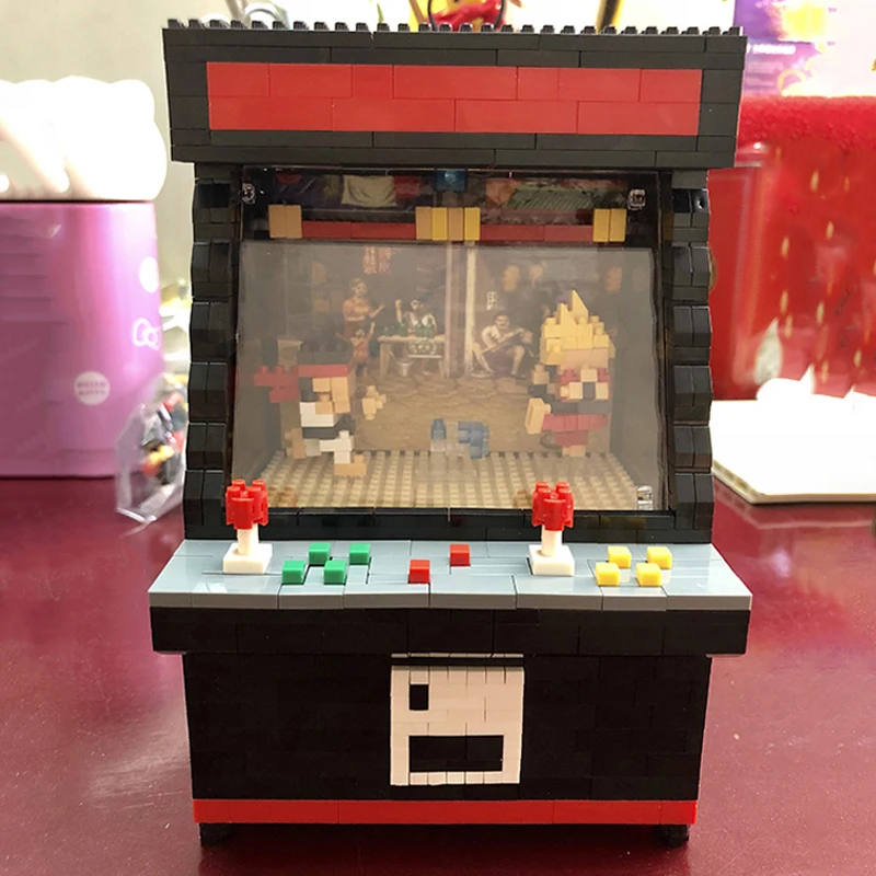 Játék gyerekeknek Játszótér Harc a videojátékkal Arcade Machine Battle Doll 3D modell DIY Mini gyémánt blokkok Téglaépítés