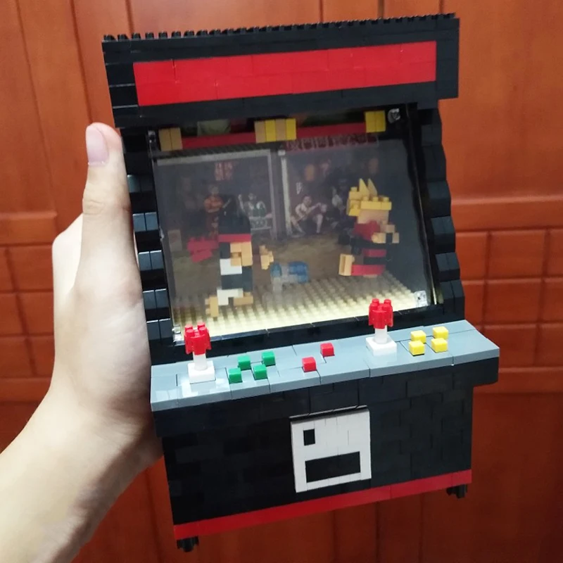 Játék gyerekeknek Játszótér Harc a videojátékkal Arcade Machine Battle Doll 3D modell DIY Mini gyémánt blokkok Téglaépítés