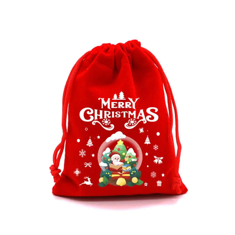 Karácsonyi bársony táskák Adventi naptár Karácsonyi ajándéktáskák Cukorka ékszertáskák tasak Karácsonyi csomagolás húzózsinór B9E4