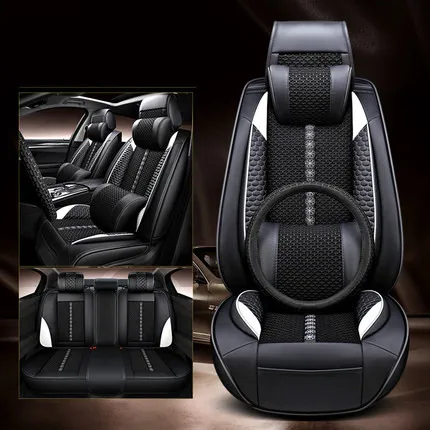 Kiváló minőségű! Teljes szett autós üléshuzatok + Kormánykerék huzat Mercedes Benz ML 2015-2008 lélegző, tartós eco üléspárna