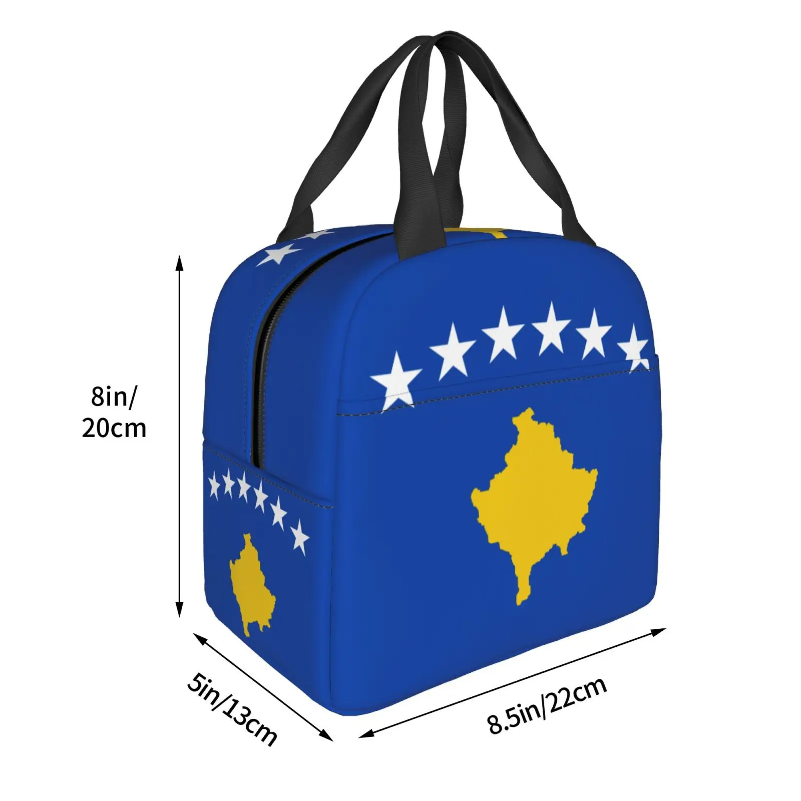 Koszovó zászló Tote uzsonnás táskával Hordozható hűtőszekrény Hőszigetelt doboz irodai munkához Iskolai piknik Beach Camping Férfi Gyerekek Nők