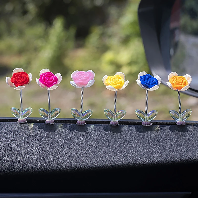 Kreatív virágos autó díszek fej virág automatikus műszerfal panel dekoráció dísz autó belsőépítészet