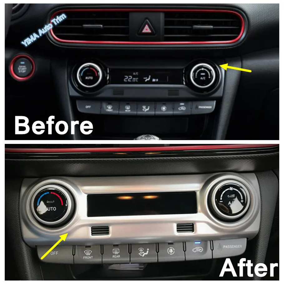 Középső légkondicionáló kapcsoló / ajtó Kartámasz ablakemelő gombos burkolat Matt illeszkedés a Hyundai Kona 2018 - 2023 tartozékokhoz