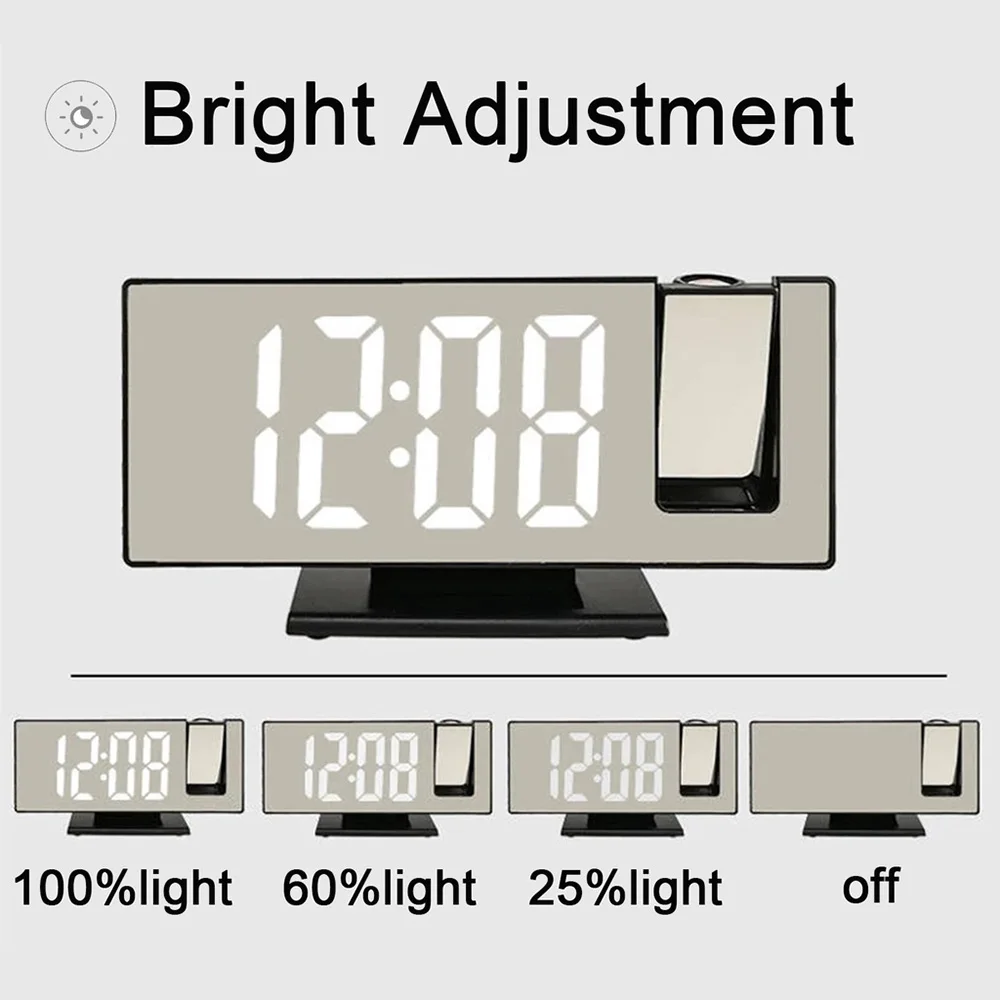 LED digitális tükörasztal ébresztőóra asztal elektronikus ébresztőóra szellemes vetítés FM rádió idő projektor hálószoba éjjelióra