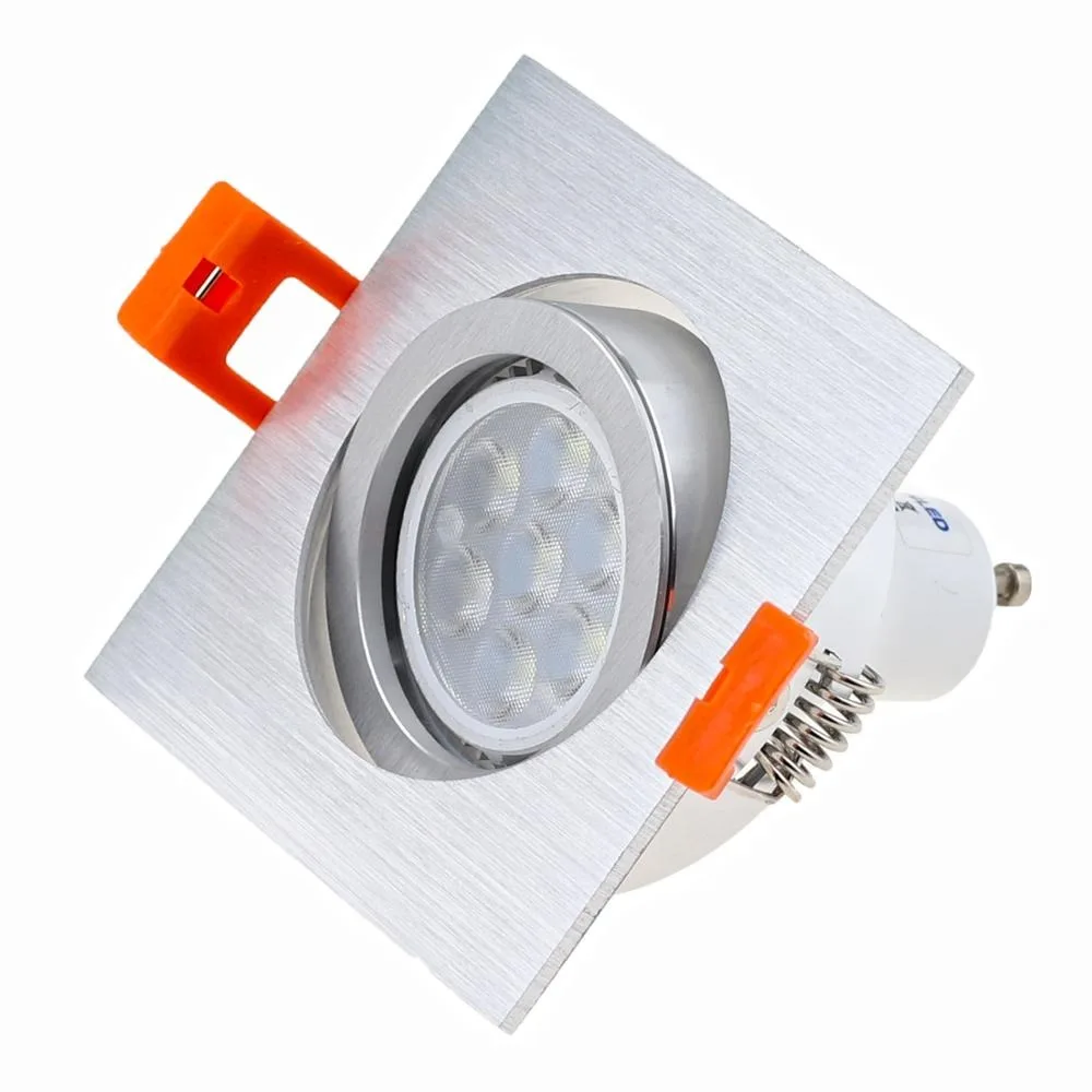LED lefelé világító négyzet fehér fekete állítható keret GU10 MR16 süllyesztett LED reflektorok kivágás 65MM pehelylámpa szerelvények