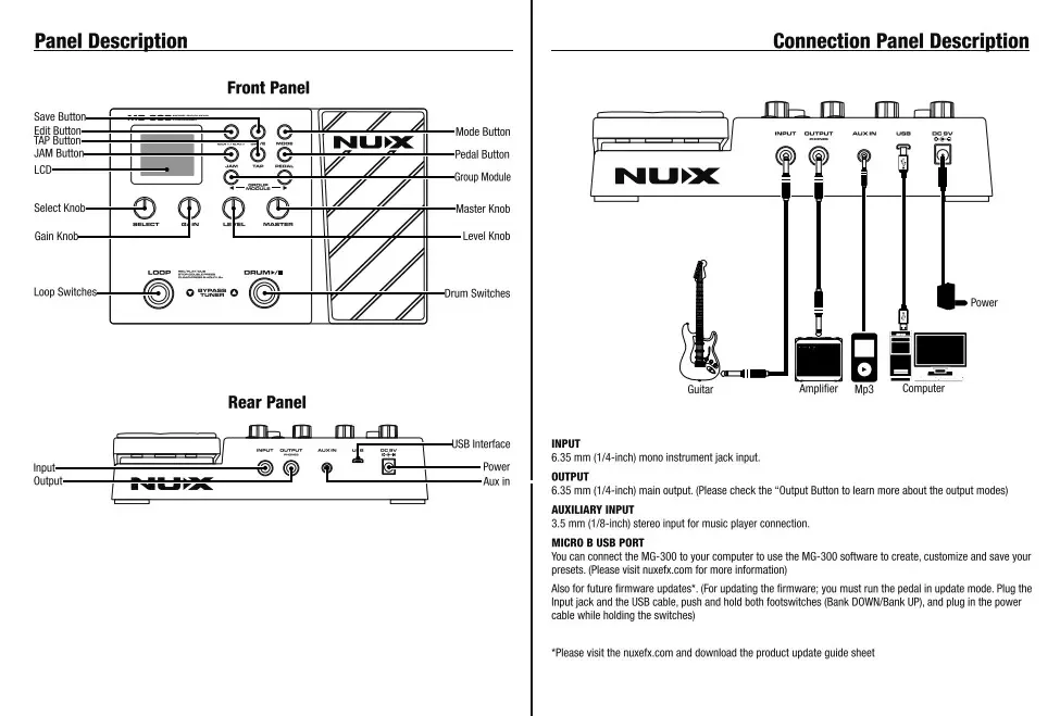 Metal gomb verzió Nux mg300 processzor Multi elektromos gitár effekt pedál
