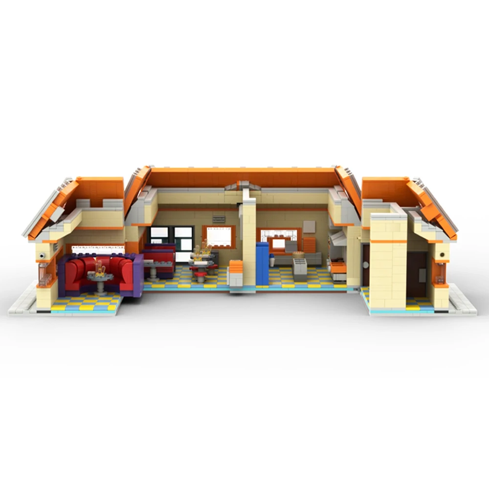 MOC Krusty Burger Gyorsétterem Építőelemek Animáció Hamburg Shop Utcakép Kockák Játékok És Gyermek ajándékok