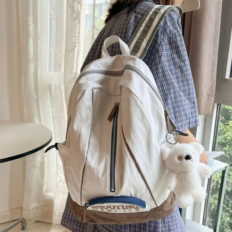 Női hátizsák hímzés lány fiú iskolatáska Nagy kapacitású dupla vállú hátizsákok Nylon tinédzser divat utazás főiskolai táska