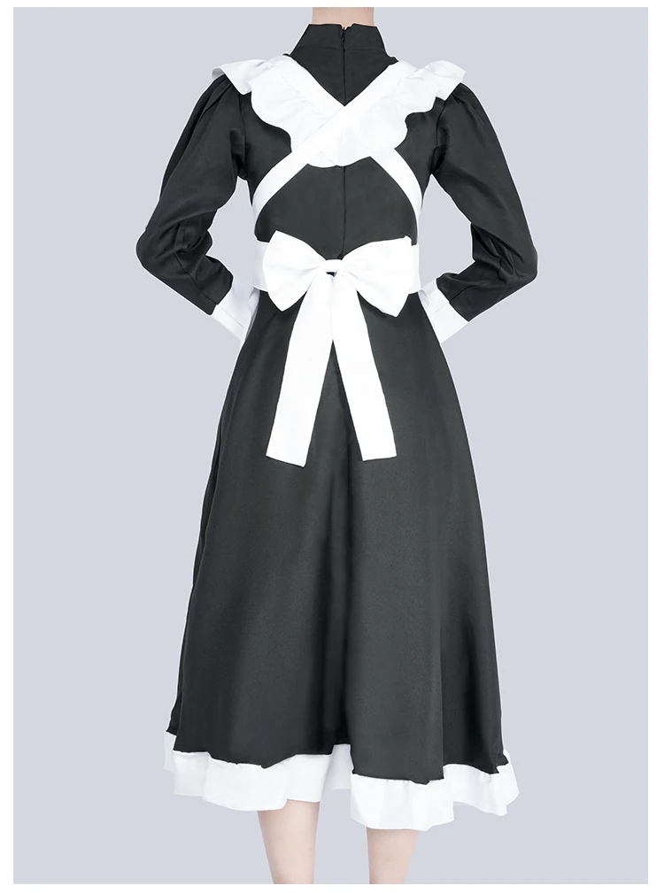 Női szobalány ruha Hosszú ruha Brit stílusú Lolita ruhák Férfi ruhák Uniszex Cafe jelmez Cosplay Anime jelmezek