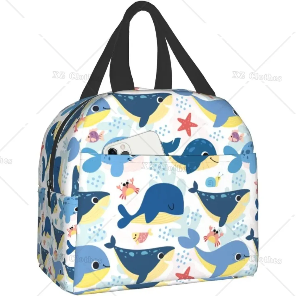 Ocean Animal bálna hűtő Uzsonnás táskák zsebbel Ocean Fish újrafelhasználható uzsonnás doboz nőknek Férfiak Gyerekek Kültéri munka Piknik Iskola