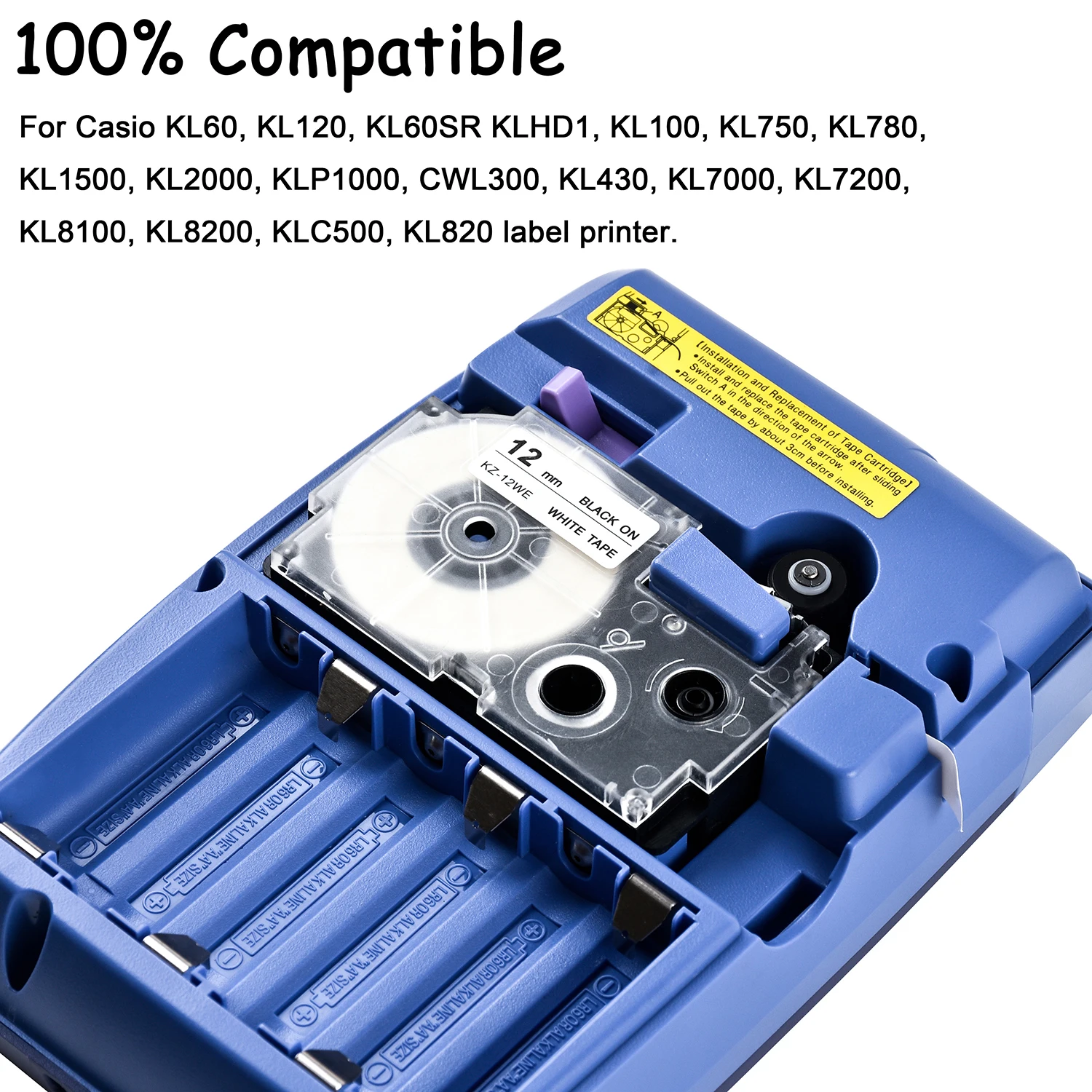 OGRIA 50 PK többszínű Casio XR-12WE XR-12X XR-12RD XR-12YW XR-12YW kompatibilis KL-60-L KL-60SR KL-170 KL-100 címkekészítővel