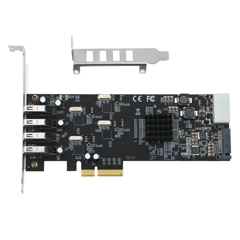 PCIE 4 port USB3.0 bővítőkártya 20G PCI-E - 4 csatornás USB 3.0 kiemelő kártya PCI Express adapterkártya