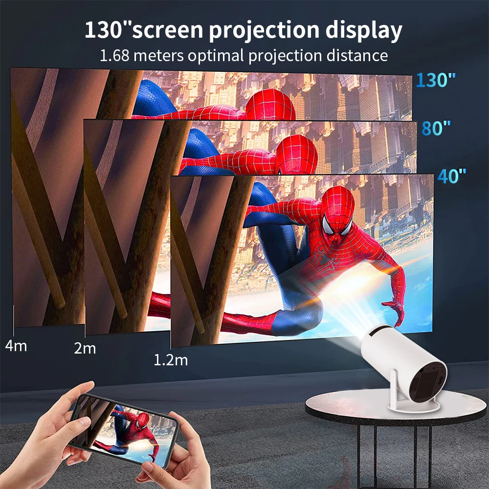 projetor hy300 AllWinner H713 négymagos kettős WiFi6 120 ANSI Android 11 BT 5.0 proyector 4K filmek és TV 1080p kültéri projektor